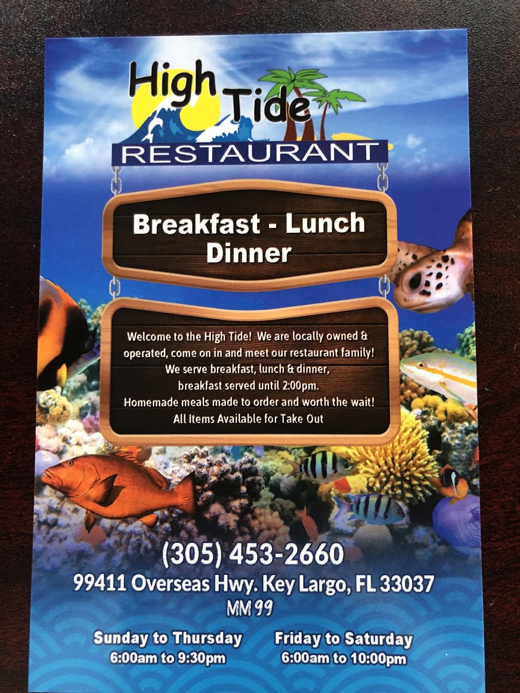 High Tide Restaurant | 99411 Overseas Hwy, Key Largo, FL 33037, USA | Phone: (305) 453-2660