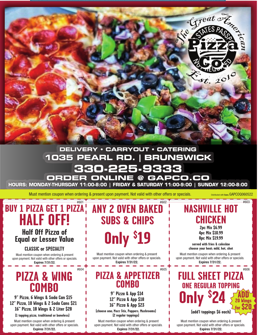 The Great American Pizza Company | 1035 Pearl Rd, Brunswick, OH 44212, USA | Phone: (330) 225-9333