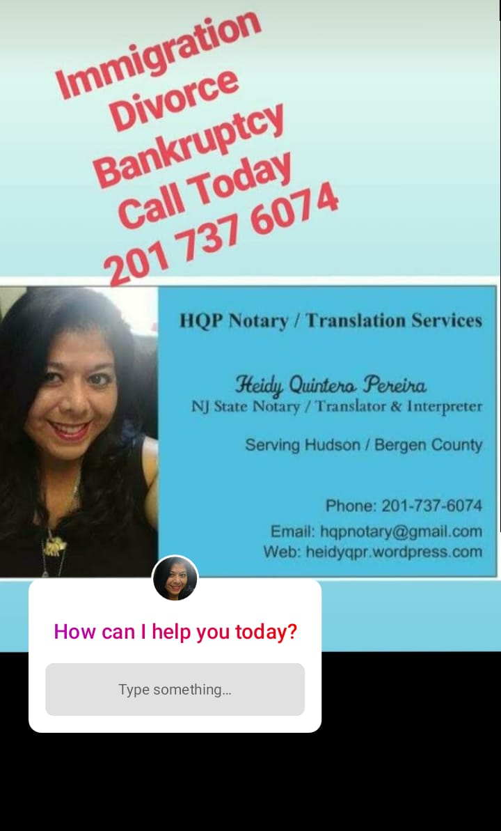 Heidy QP Traveling Notary / Legal Services | 62 Park St, Ridgefield Park, NJ 07660, USA | Phone: (201) 727-3776