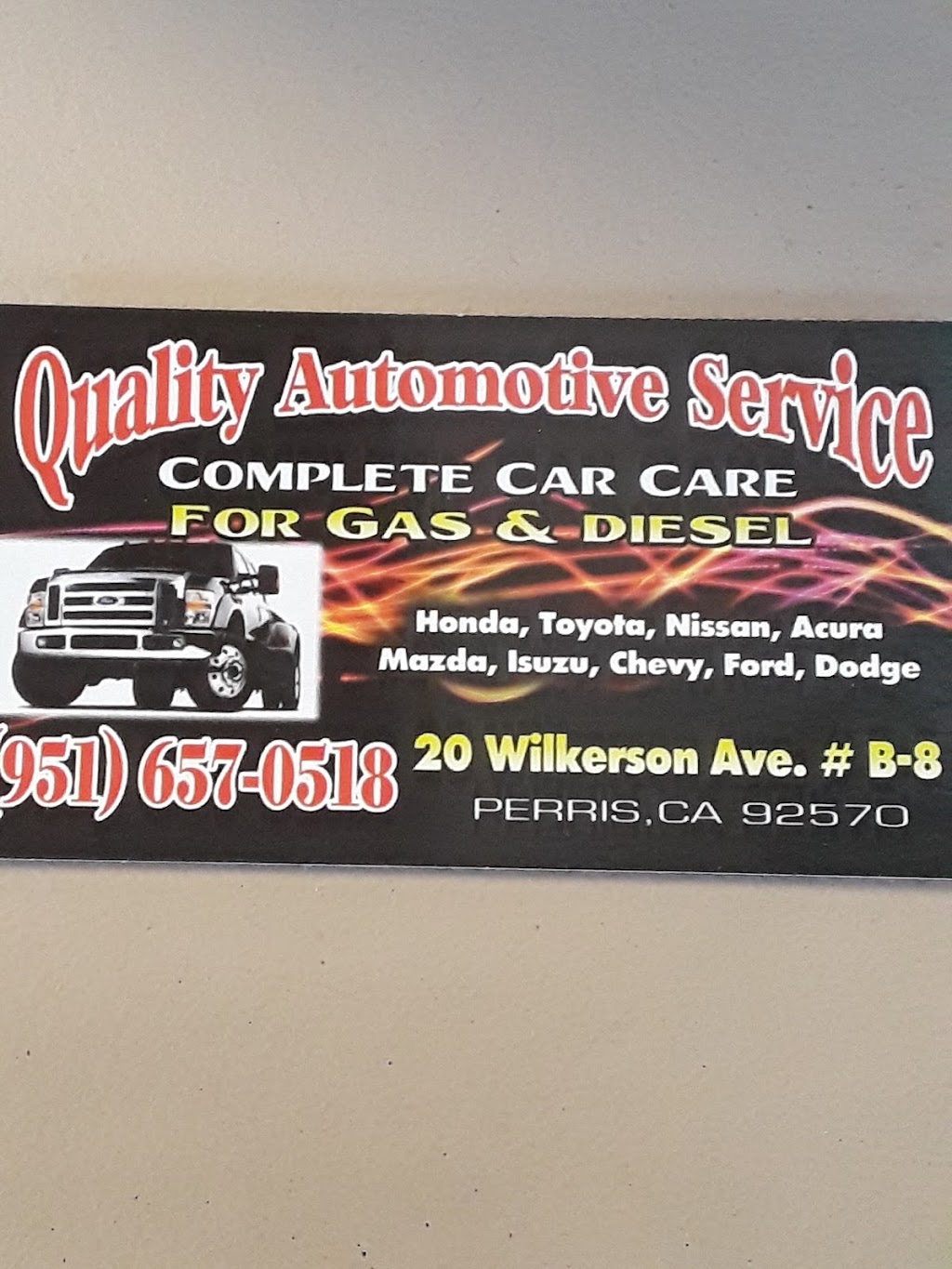 QUALITY AUTOMOTIVE SERVICE | 20 Wilkerson Ave SUITE # B-8, Perris, CA 92570, USA | Phone: (951) 657-0518