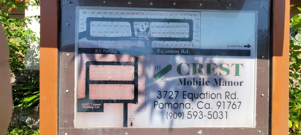 Crest Mobile Manor | 3727 Equation Rd # 56, Pomona, CA 91767, USA | Phone: (909) 593-5031