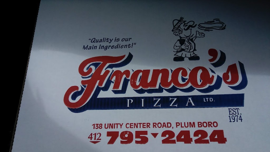 Francos Pizza | 138 Unity Trestle Rd, Plum, PA 15239, USA | Phone: (412) 795-2424