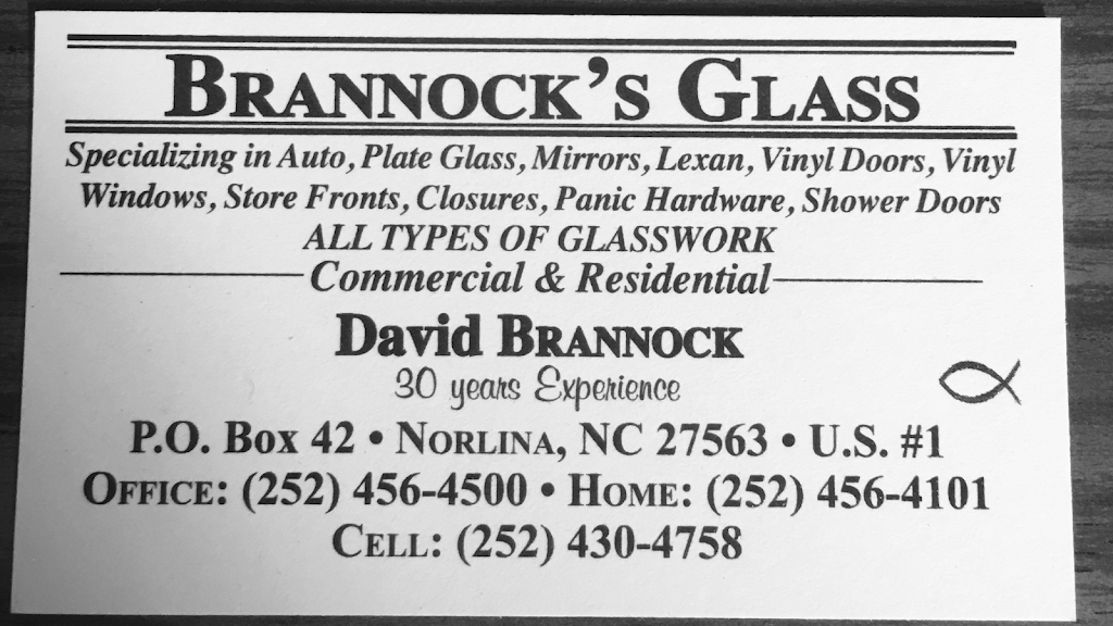 Brannock’s Glass | 1255 Hwy, US-1, Norlina, NC 27563, USA | Phone: (252) 456-4500