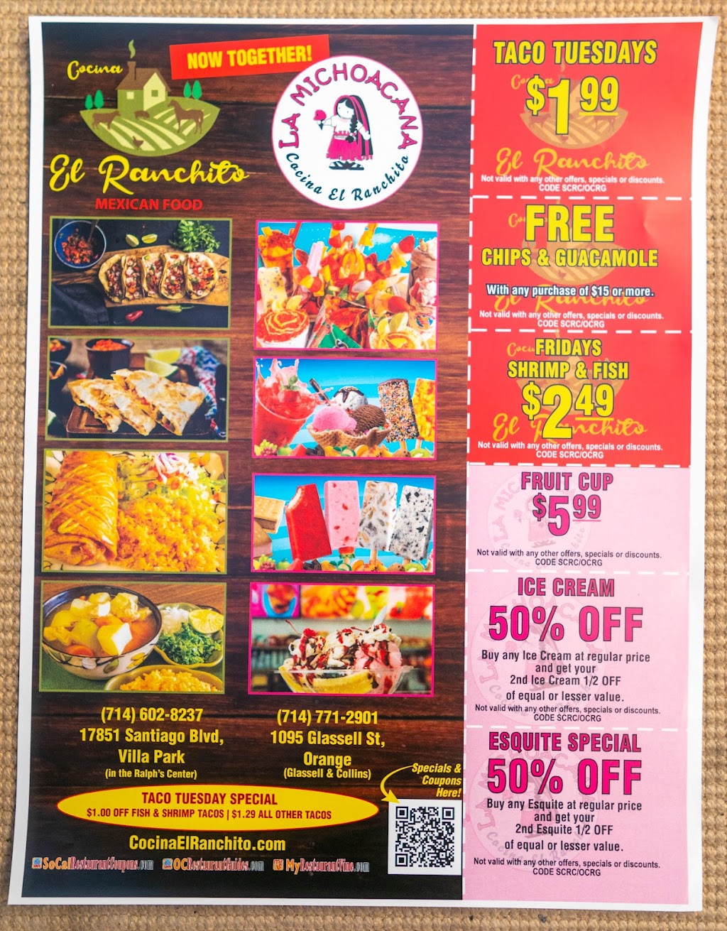 Cocina El Ranchito Mexican Food | 17851 Santiago Blvd Ste 2, Villa Park, CA 92861, USA | Phone: (714) 602-8237