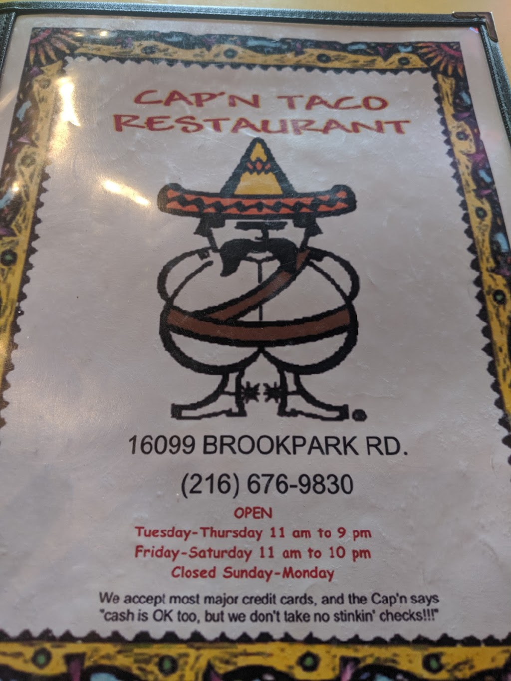 Capn Taco Restaurants | 16099 Brookpark Rd, Brook Park, OH 44142, USA | Phone: (216) 676-9830