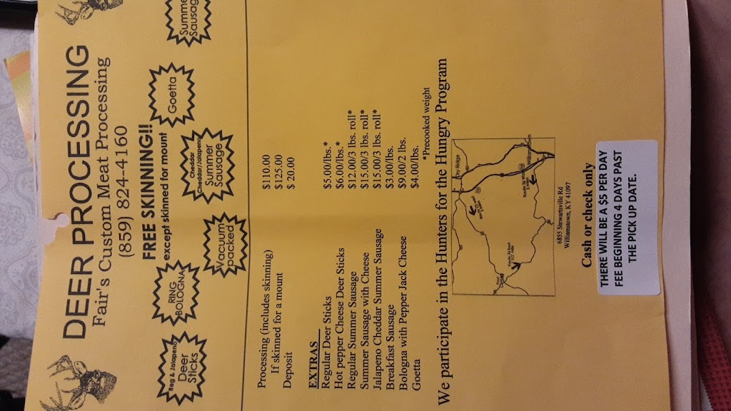 Fairs Custom Meat Processing | 6855 Stewartsville Rd, Williamstown, KY 41097, USA | Phone: (859) 824-4160