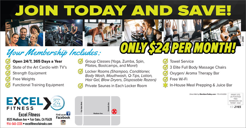 Excel Fitness Fair Oaks | 8525 Madison Ave Suite 135, Fair Oaks, CA 95628, USA | Phone: (916) 545-2235