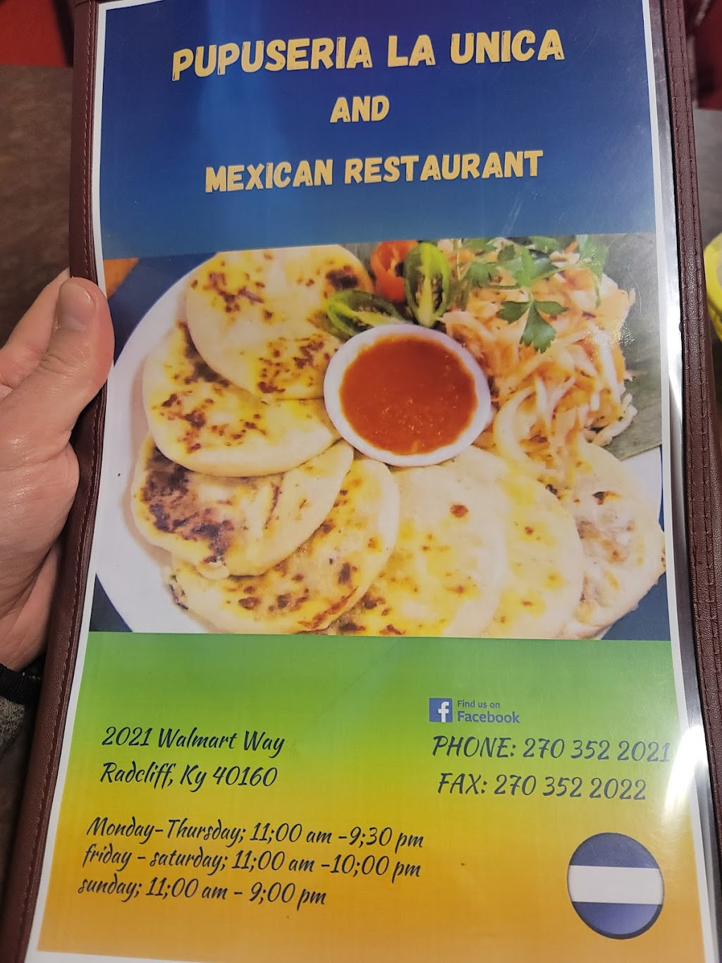 Pupuseria la unica and mexican restaurant | 2021 Walmart Way, Radcliff, KY 40160, USA | Phone: (270) 352-2021