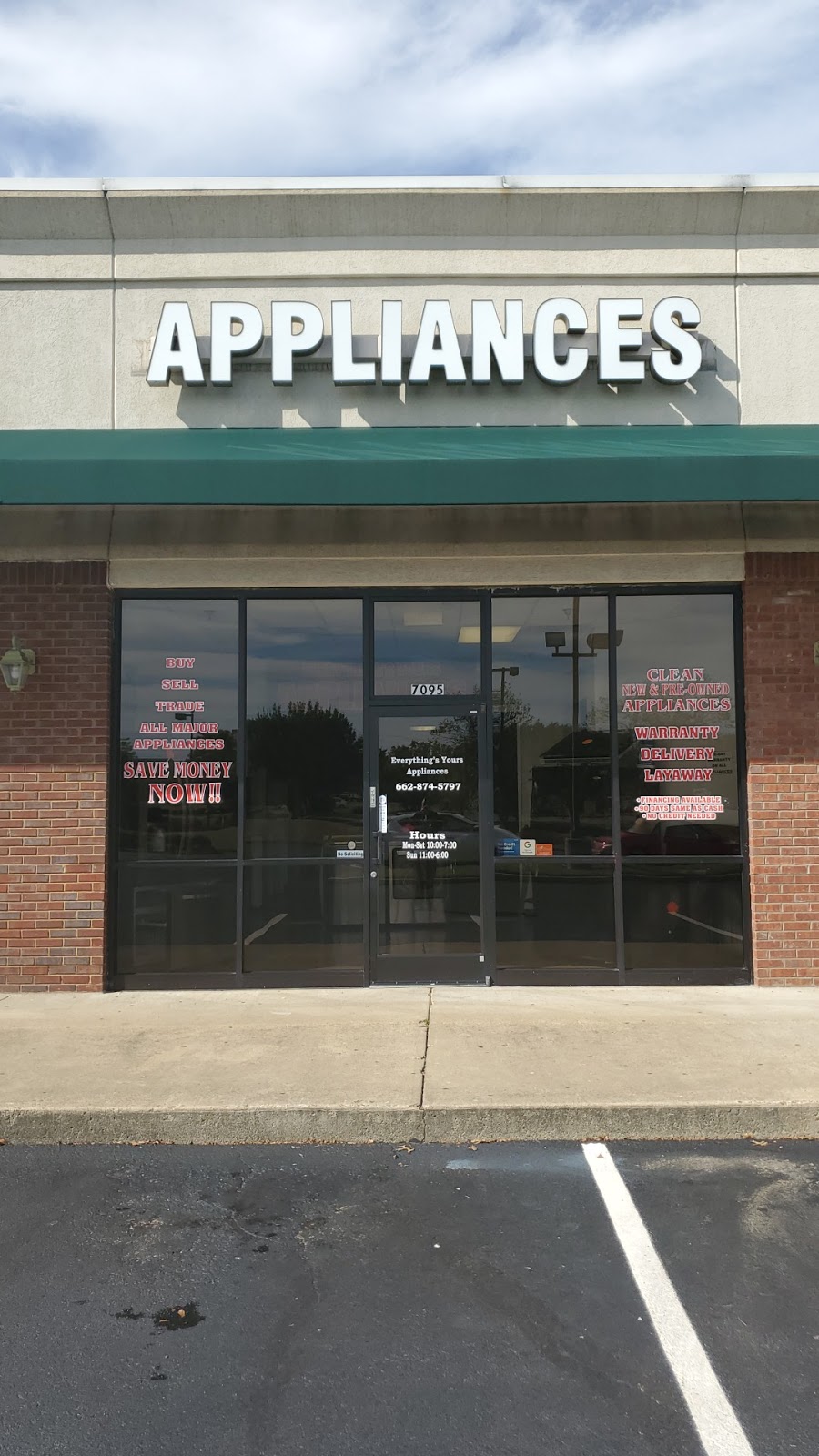 Everythings Yours Appliances | 7095 Hacks Cross Rd, Olive Branch, MS 38654, USA | Phone: (662) 874-5797