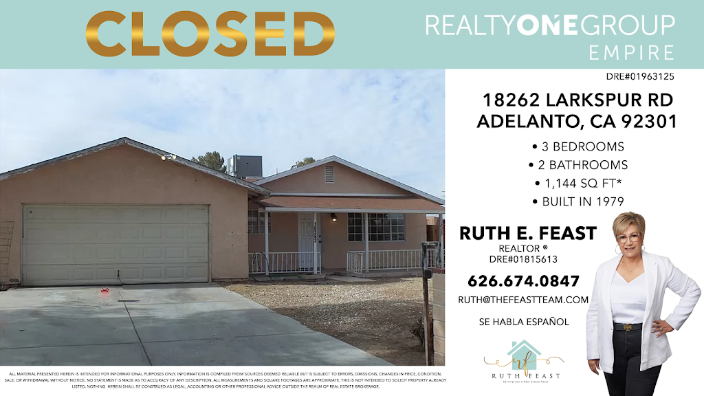 Ruth Feast | 12765 Main St Ste 640, Hesperia, CA 92345, USA | Phone: (626) 674-0847