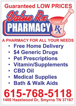 Value Pharmacy | 1400 Hazelwood Dr, Smyrna, TN 37167, USA | Phone: (615) 768-5118