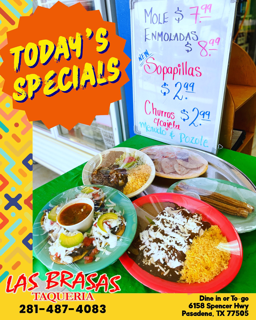 Las Brasas Taqueria | 6158 Spencer Hwy, Pasadena, TX 77505 | Phone: (281) 487-4083