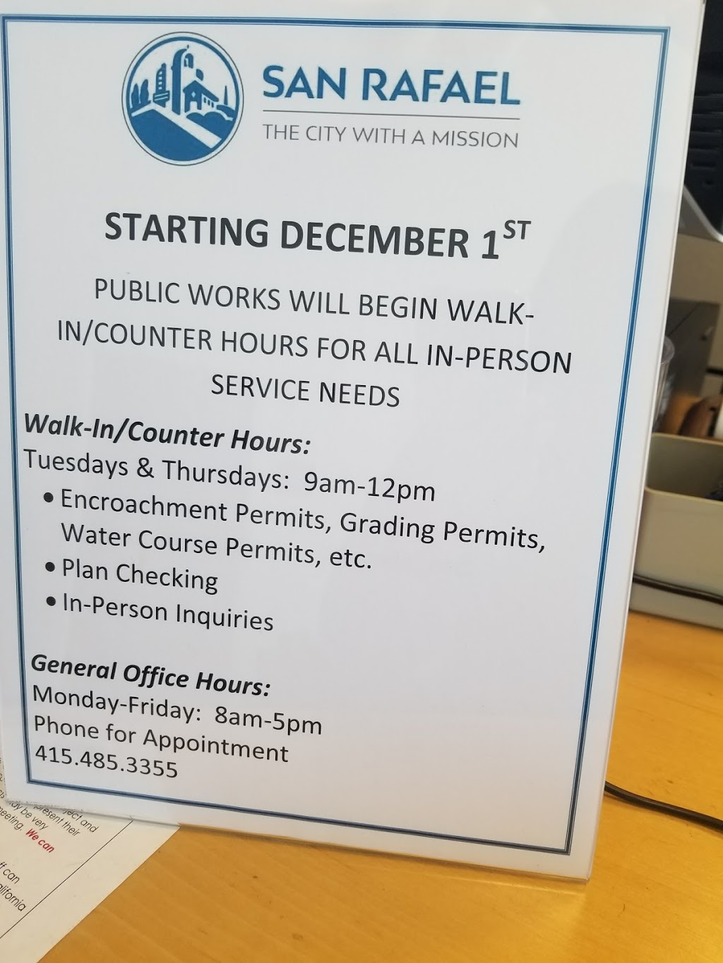 San Rafael Public Works Department | 111 Morphew St, San Rafael, CA 94901, USA | Phone: (415) 485-3355