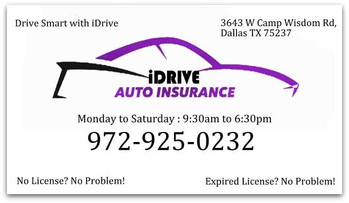 iDrive Auto Insurance | 3643 W Camp Wisdom Rd, Dallas, TX 75237, USA | Phone: (972) 925-0232