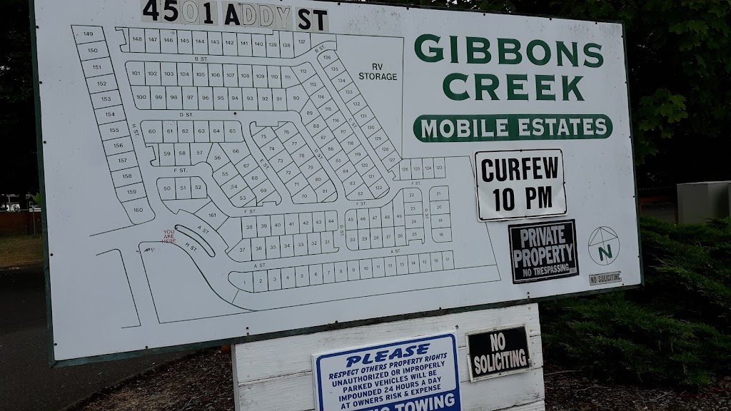 Gibbon Creek Mobile | 4501 Addy St UNIT 160, Washougal, WA 98671, USA | Phone: (360) 835-2101