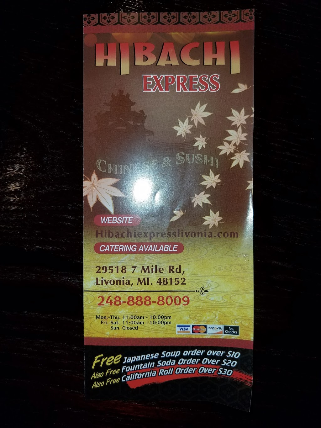 Hibachi Express | 29518 W Seven Mile Rd, Livonia, MI 48152, USA | Phone: (248) 888-8009