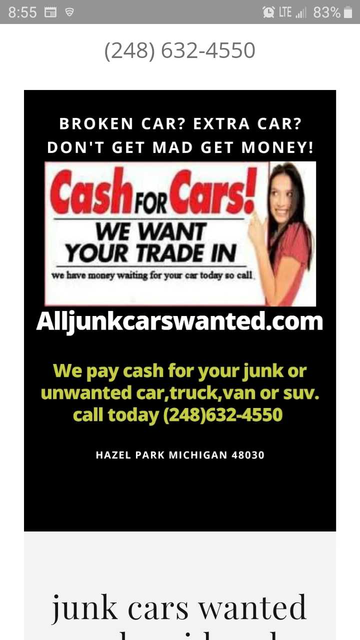 All Junk Cars Wanted .com | 83 W Evelyn Ave, Hazel Park, MI 48030, USA | Phone: (248) 632-4550