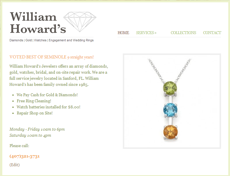 William Howards Jewelers | Walmart Plaza, 3675 S Orlando Dr, Sanford, FL 32773, USA | Phone: (407) 321-3140