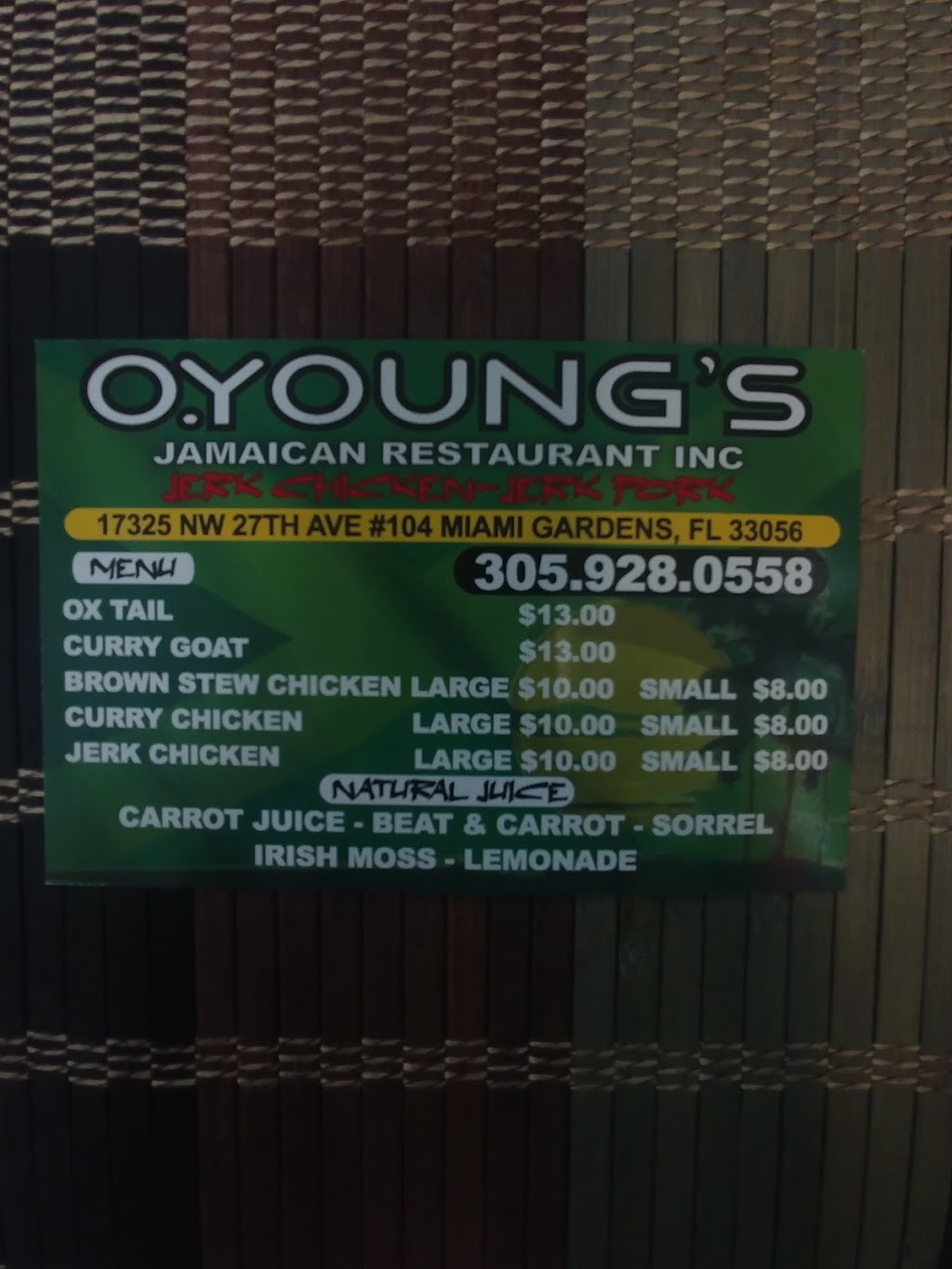 Young`s Jamaican Restaurant | 17325 NW 27th Ave #104, Miami Gardens, FL 33056, USA | Phone: (305) 928-0558