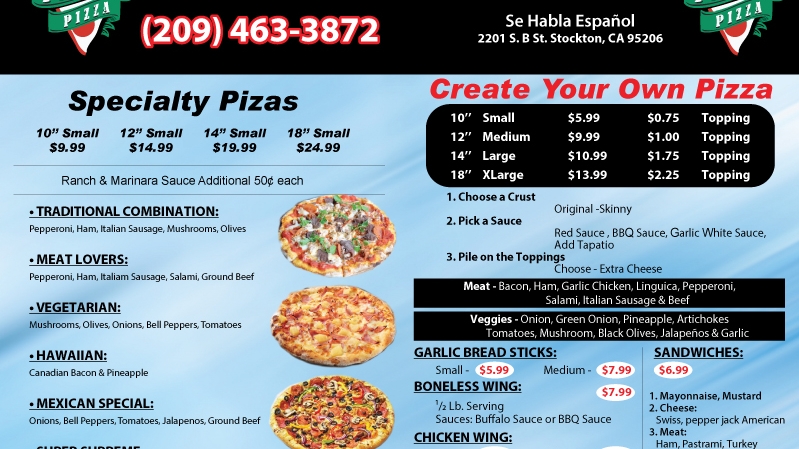 Primos pizza | 2201 S B St, Stockton, CA 95206, USA | Phone: (209) 463-3872