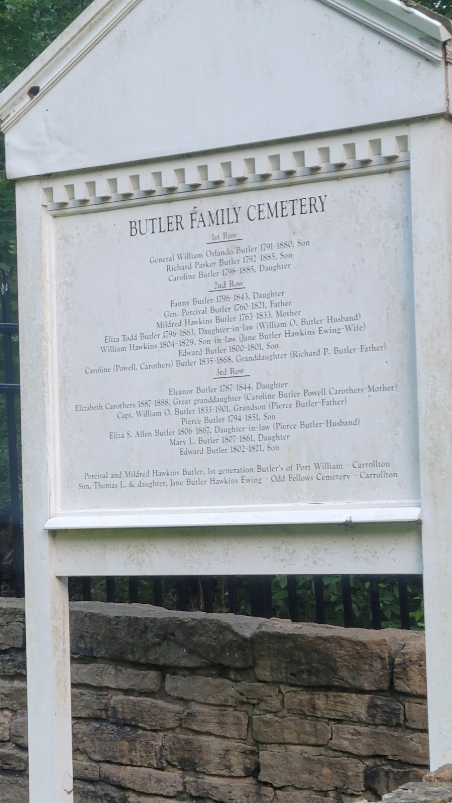 Butler Family Cemetery | General Butler Park Rd, Carrollton, KY 41008, USA | Phone: (502) 732-4384