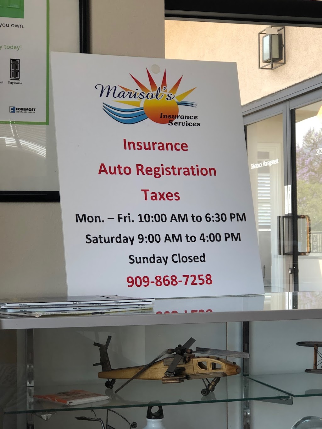 Marisols Insurance Services and Auto Registration | 1212 N White Ave Suite 201, Pomona, CA 91768, USA | Phone: (909) 868-7258