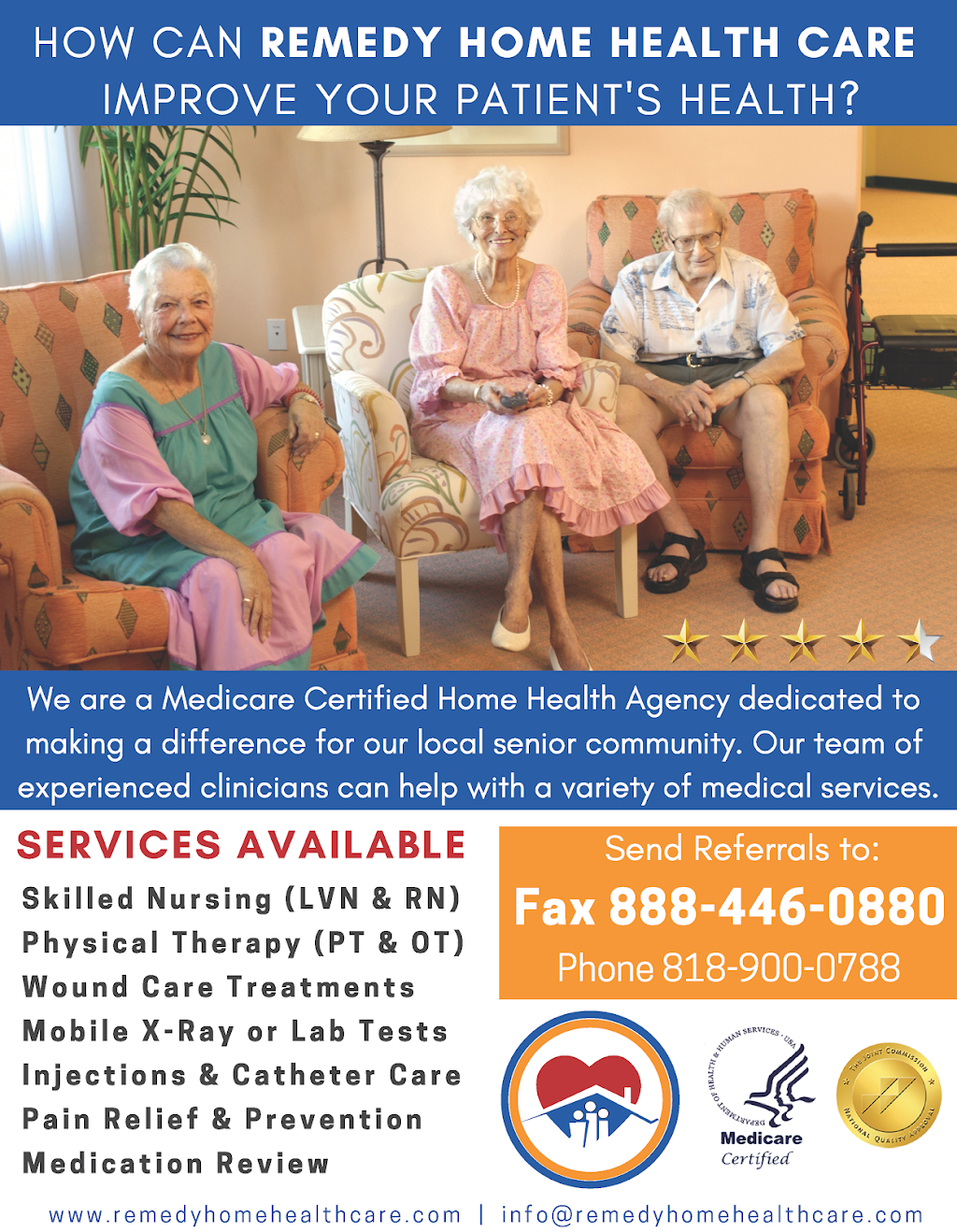 Remedy Home Health Care | 9836 White Oak Ave Suite 209, Northridge, CA 91325, USA | Phone: (800) 554-8575