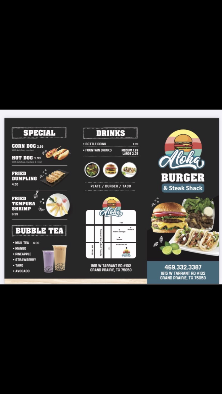 Aloha Burger & Steak shack | 1815 W Tarrant Rd, Grand Prairie, TX 75050, USA | Phone: (469) 332-3387