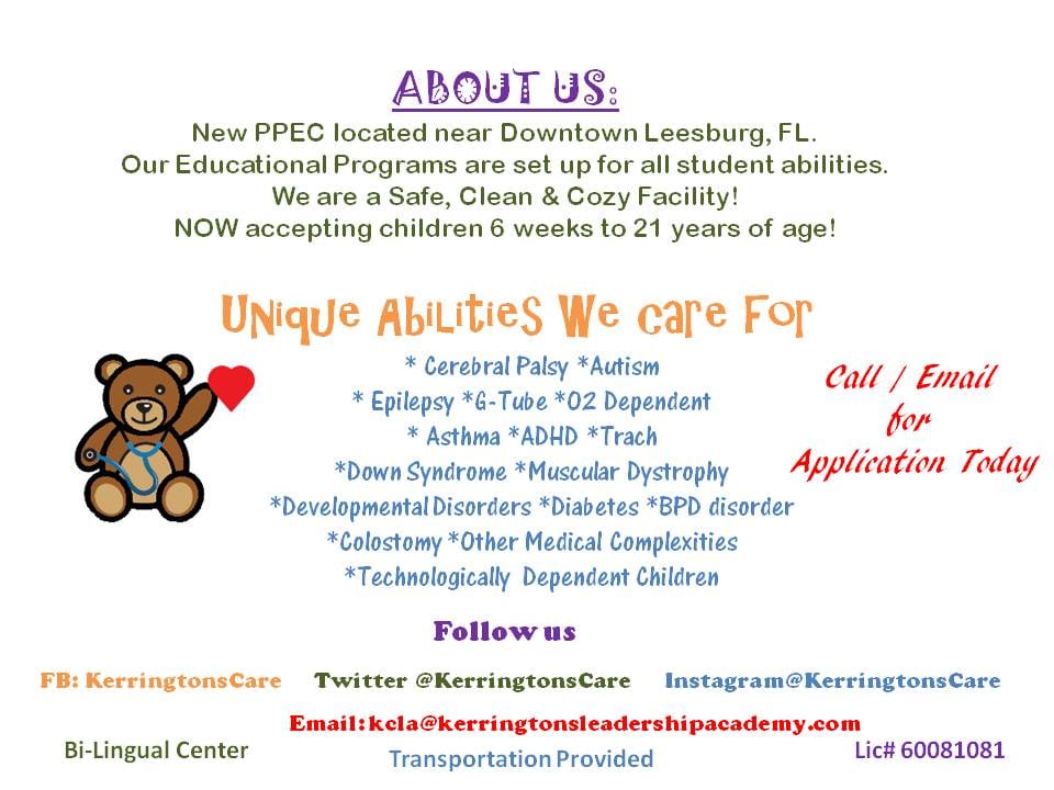 Kerringtons Care Academy PPEC | 1500 Vine St, Leesburg, FL 34748, USA | Phone: (352) 787-7100