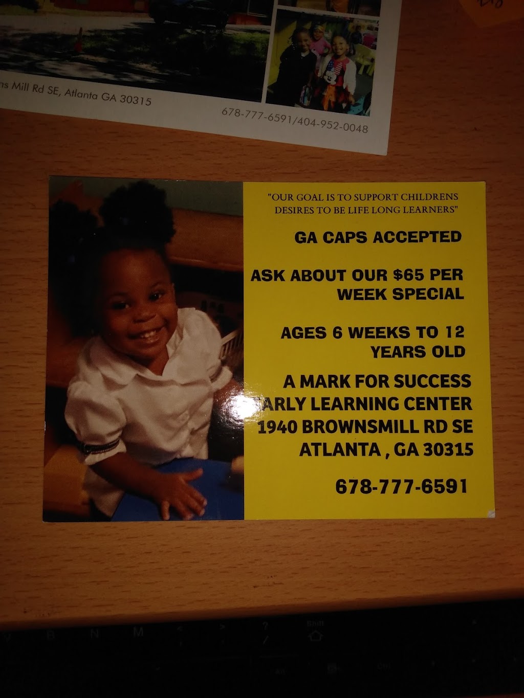 A Mark For Success Early Learning Center | 1940 Browns Mill Rd SE, Atlanta, GA 30315, USA | Phone: (404) 343-6265