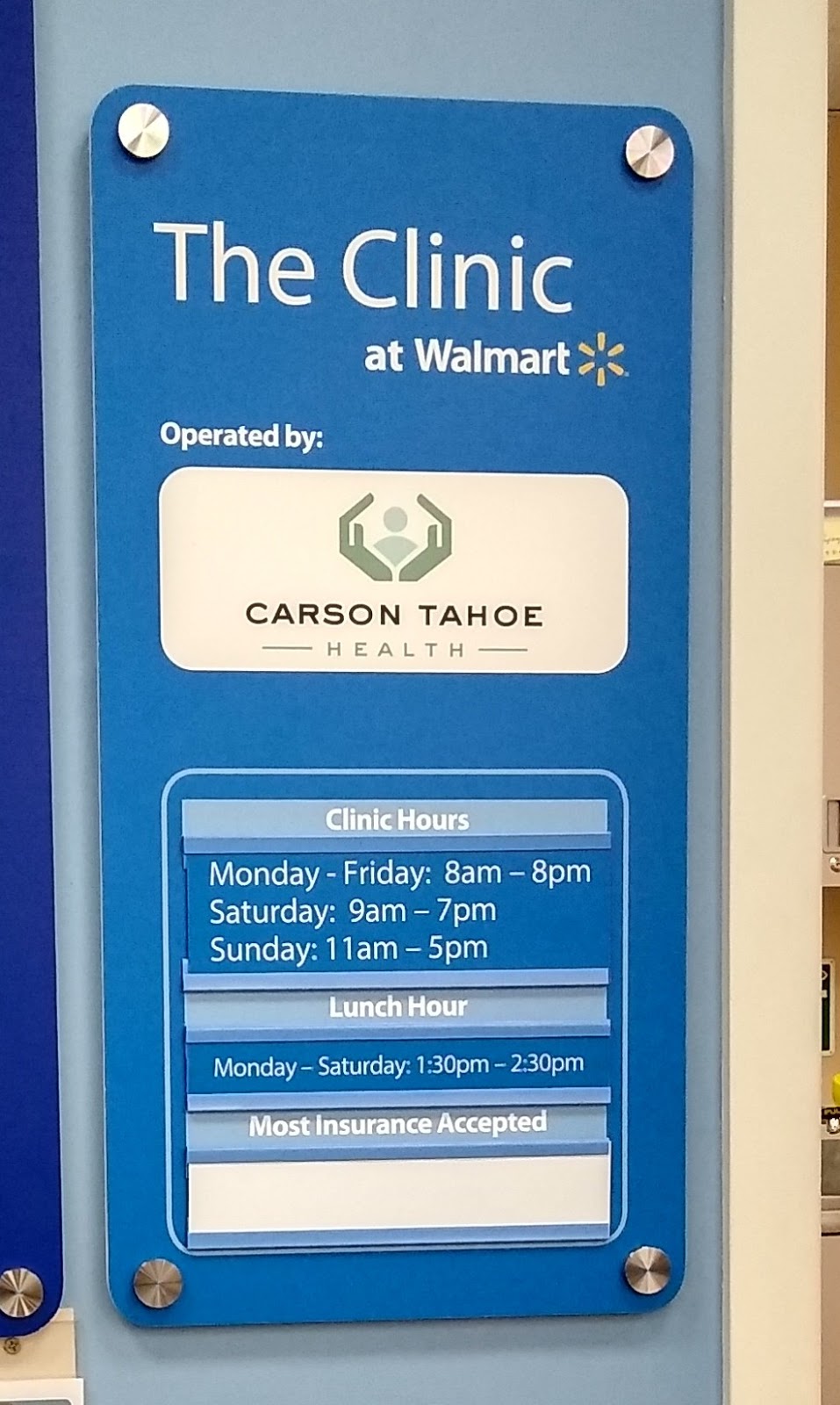 Carson Tahoe Retail Clinic at Walmart | 3770 US-395, Carson City, NV 89701, USA | Phone: (775) 445-7220