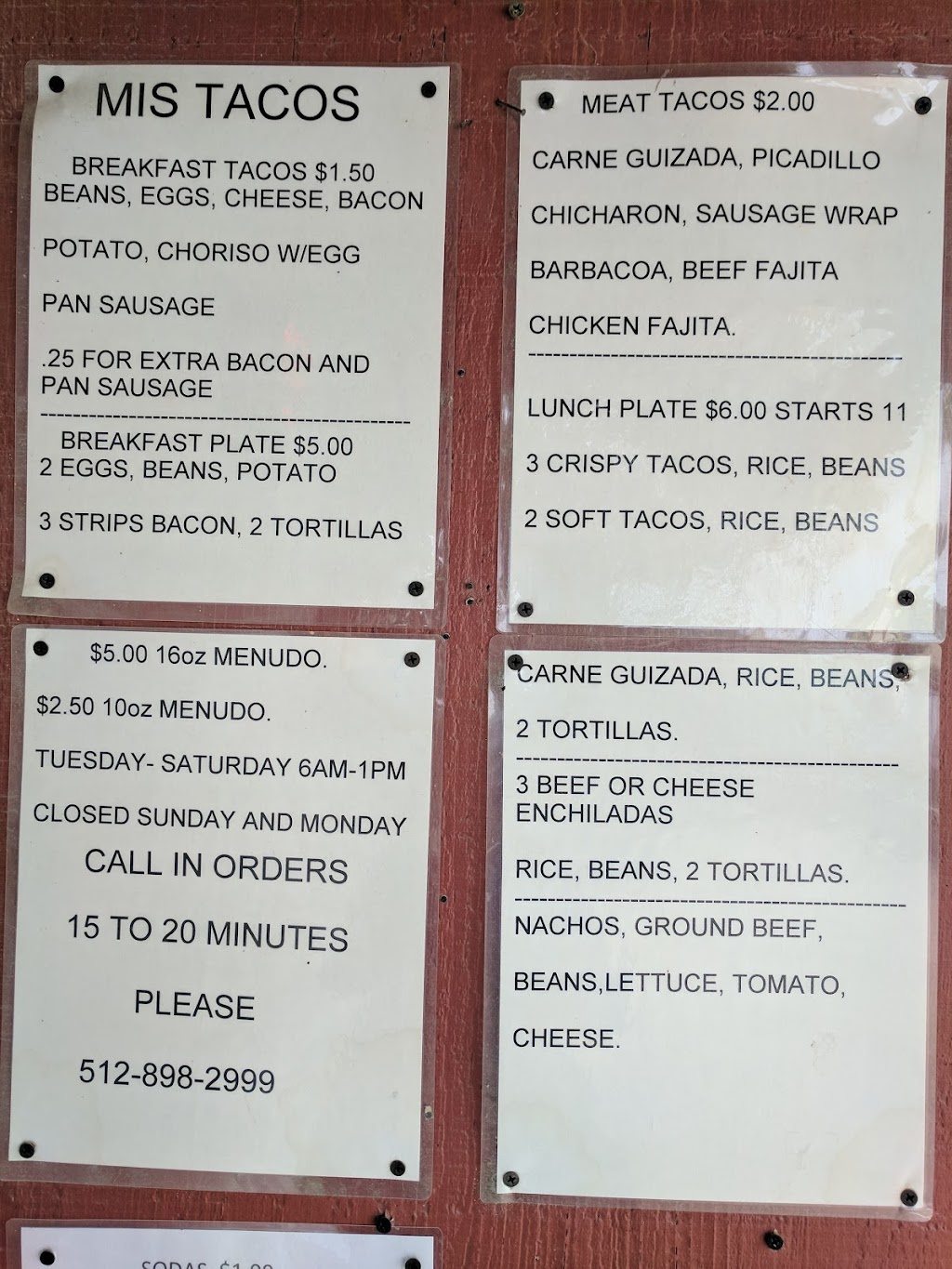 Mis Tacos | 105 N Barker St, Thrall, TX 76578, USA | Phone: (512) 898-2999