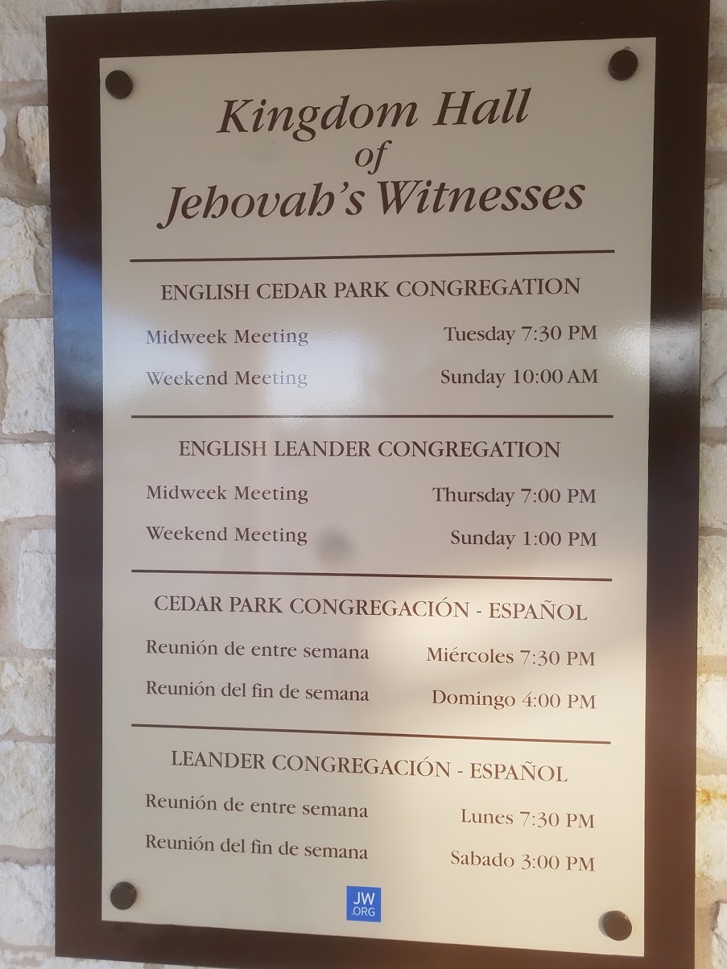 Kingdom Hall of Jehovahs Witnesses | 13467 Vista Oaks Dr, Leander, TX 78641, USA | Phone: (512) 267-6810