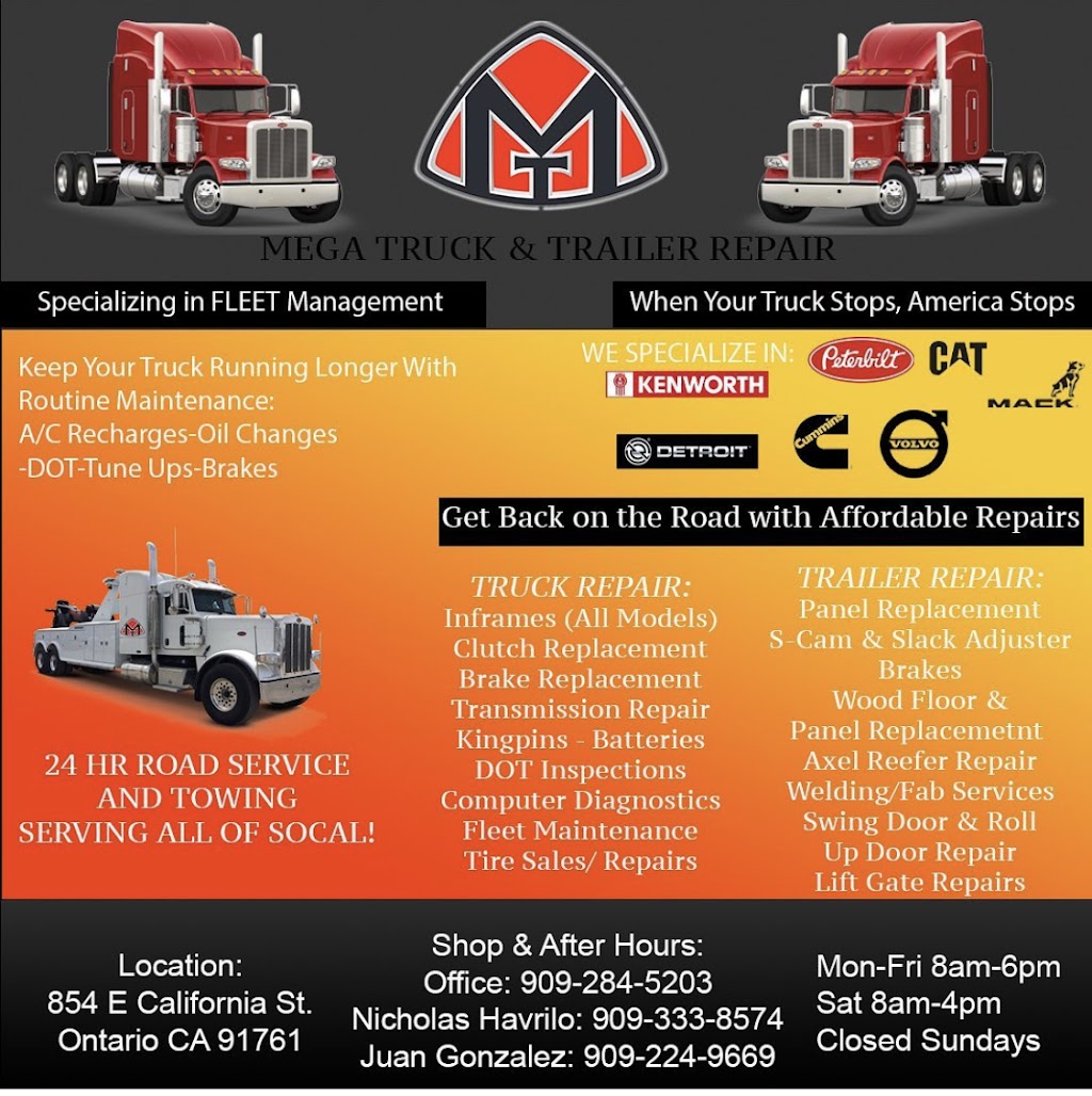 Mega Truck and Trailer Repair | 854 E California St, Ontario, CA 91761, USA | Phone: (909) 284-5203