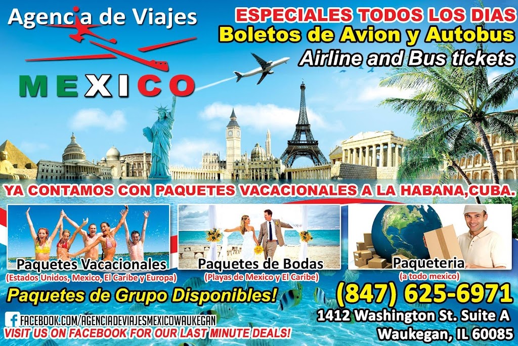 Agencia De Viajes Mexico | 1410 Washington St, Waukegan, IL 60085, USA | Phone: (847) 625-6971