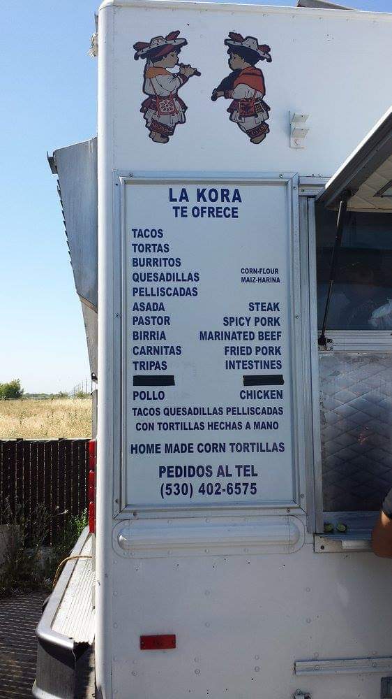 La Kora Taco Truck | 7 W Kentucky Ave, Woodland, CA 95695, USA | Phone: (530) 402-6575