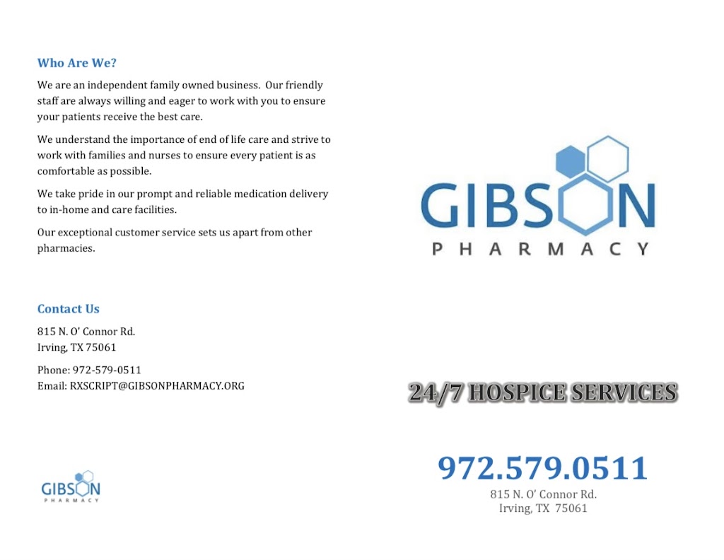 Gibson Pharmacy | 815 N OConnor Rd, Irving, TX 75061, USA | Phone: (972) 579-0511