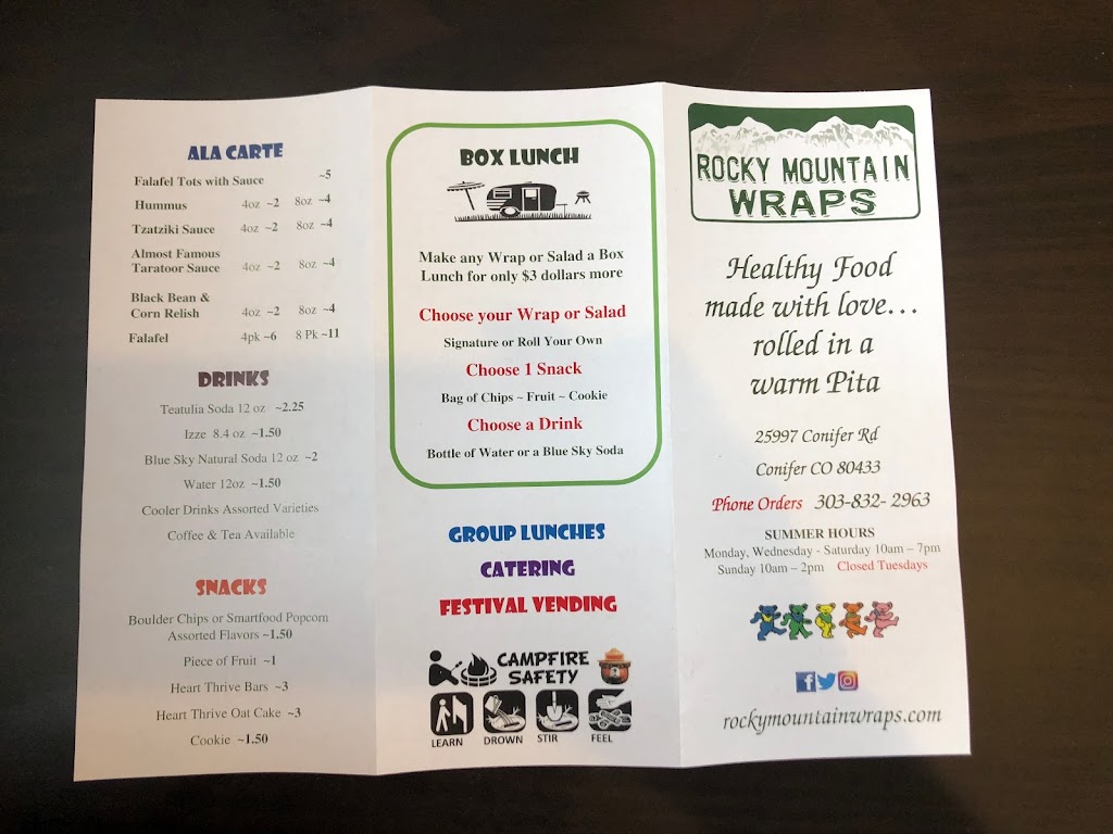 Rocky Mountain Wraps | 25997 Conifer Rd Unit A & B, Conifer, CO 80433, USA | Phone: (303) 832-2963