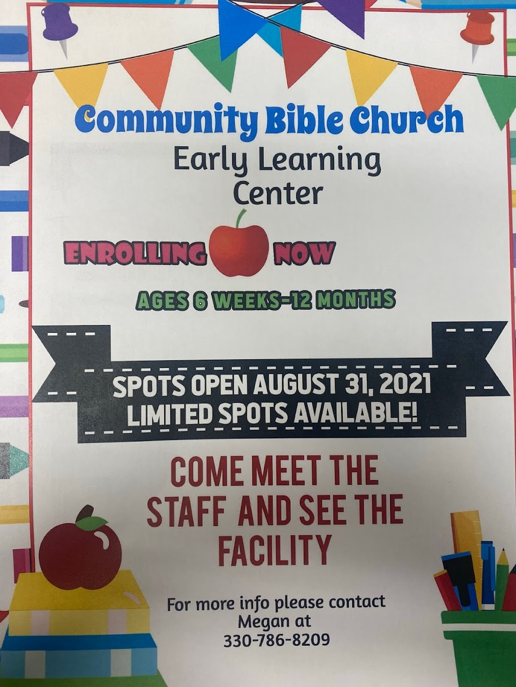 Community Bible Church Early Learning Center | 3671 Tallmadge Rd, Rootstown, OH 44272, USA | Phone: (330) 786-8209