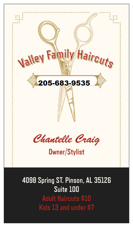 Valley Family Haircuts | 4098 Spring St #100, Pinson, AL 35126, USA | Phone: (205) 683-9535