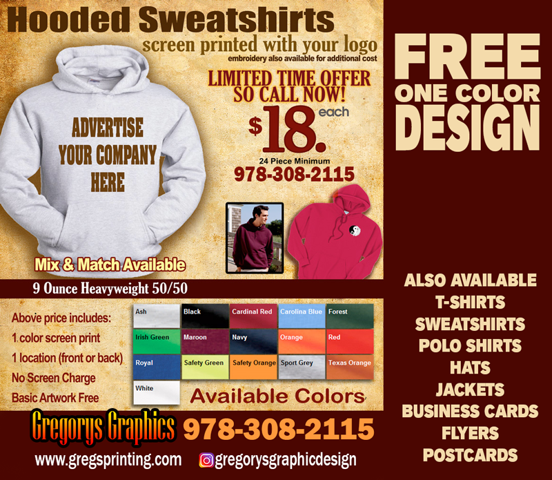 Gregs Graphics Screen Printing, Embroidery, Signs & Printing | 180 Central St, Saugus, MA 01906, USA | Phone: (978) 308-2115