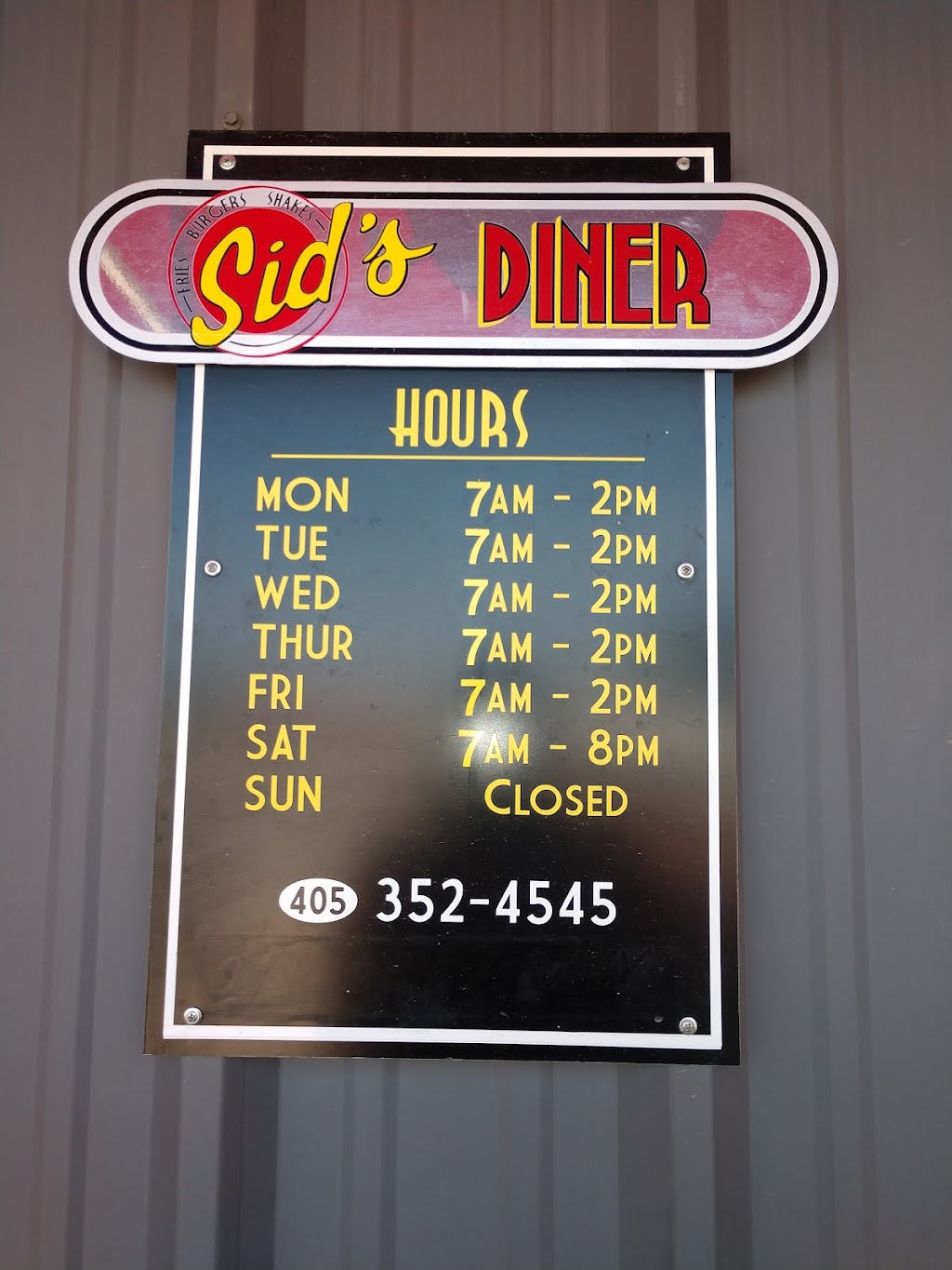 Sids Diner | 109 Wichita St, Minco, OK 73059, USA | Phone: (405) 352-4545
