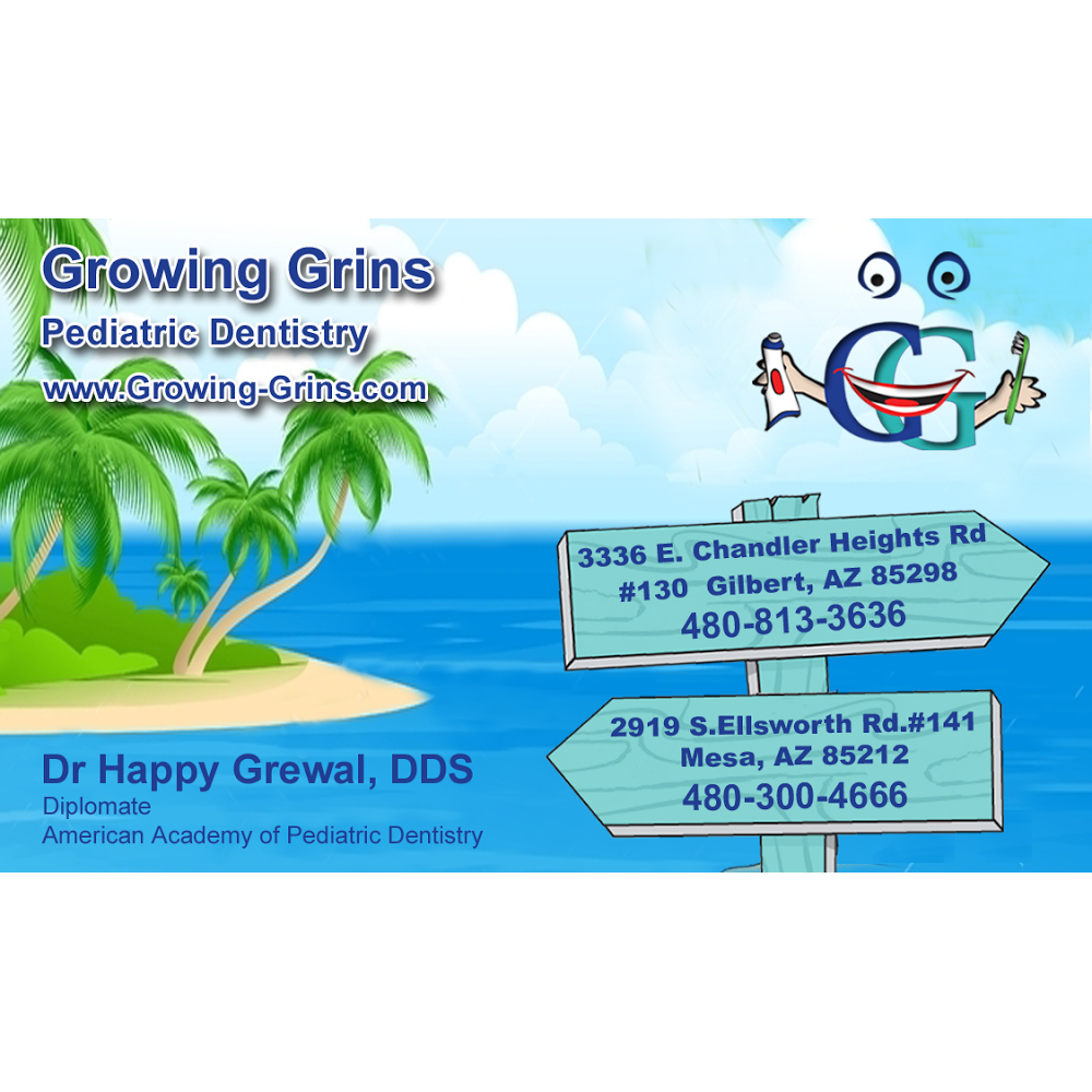 Growing Grins Pediatric Dentistry | 3336 E Chandler Heights Rd #130, Gilbert, AZ 85298 | Phone: (480) 813-3636