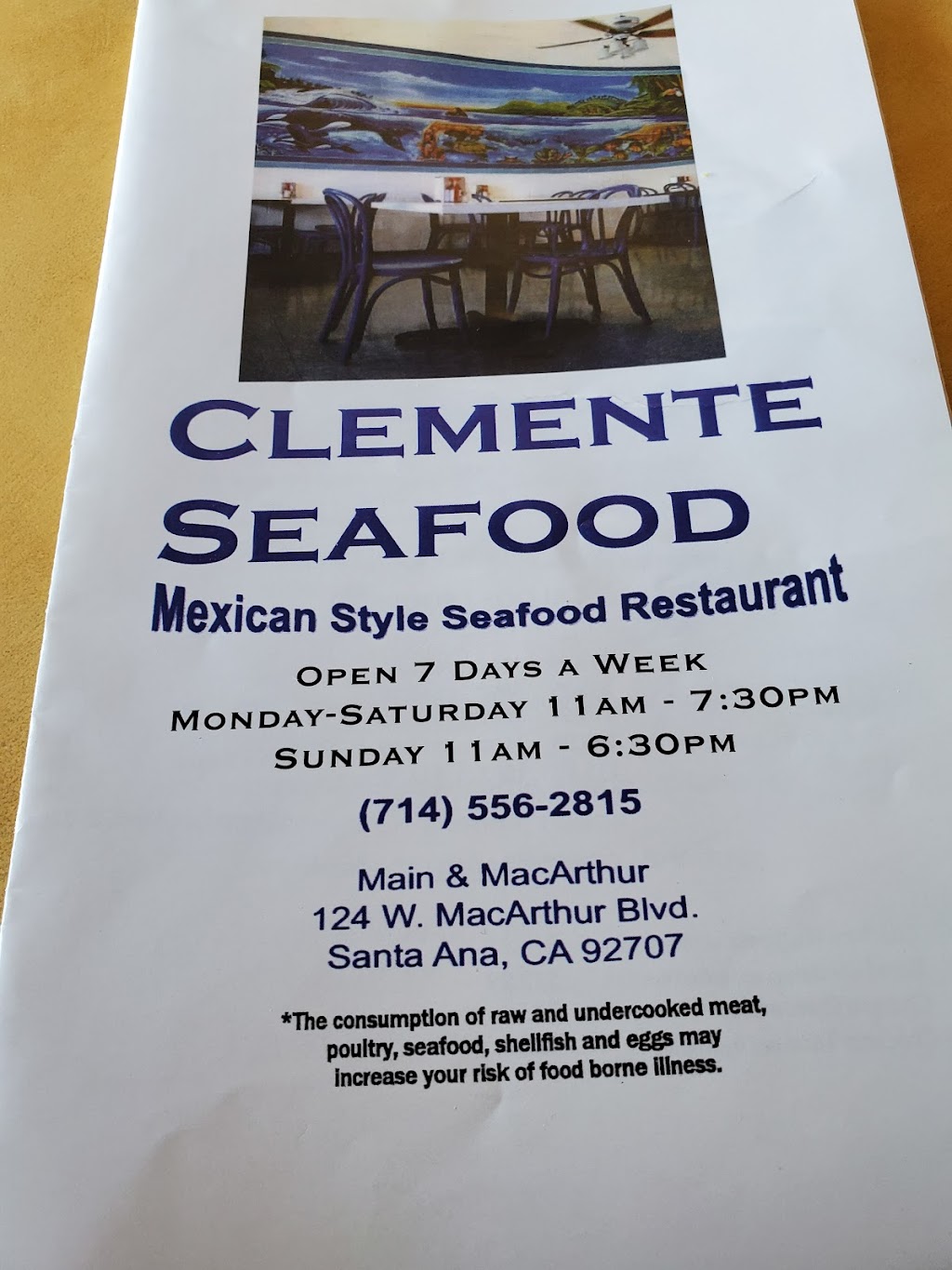 Clemente Seafood Restaurant | 124 W MacArthur Blvd, Santa Ana, CA 92707, USA | Phone: (714) 556-2815