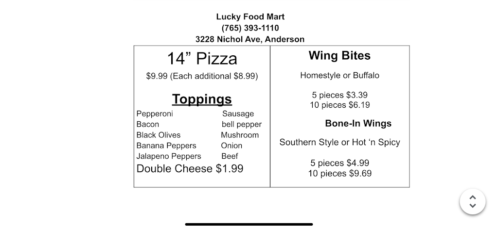 Lucky Food Mart | 3228 Nichol Ave, Anderson, IN 46011, USA | Phone: (765) 393-1110