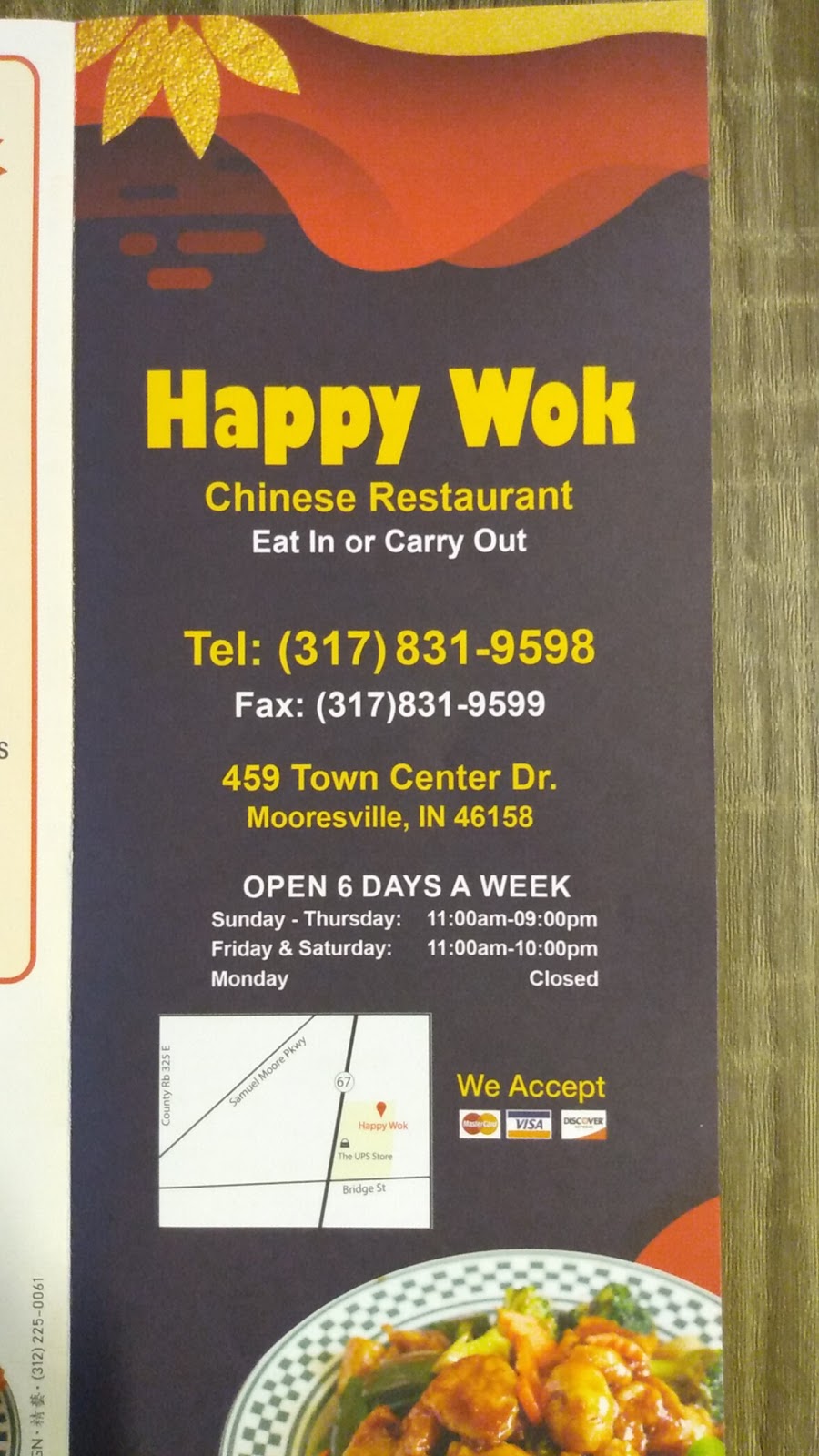 Happy Wok | 459 Town Ctr St, Mooresville, IN 46158, USA | Phone: (317) 831-9598