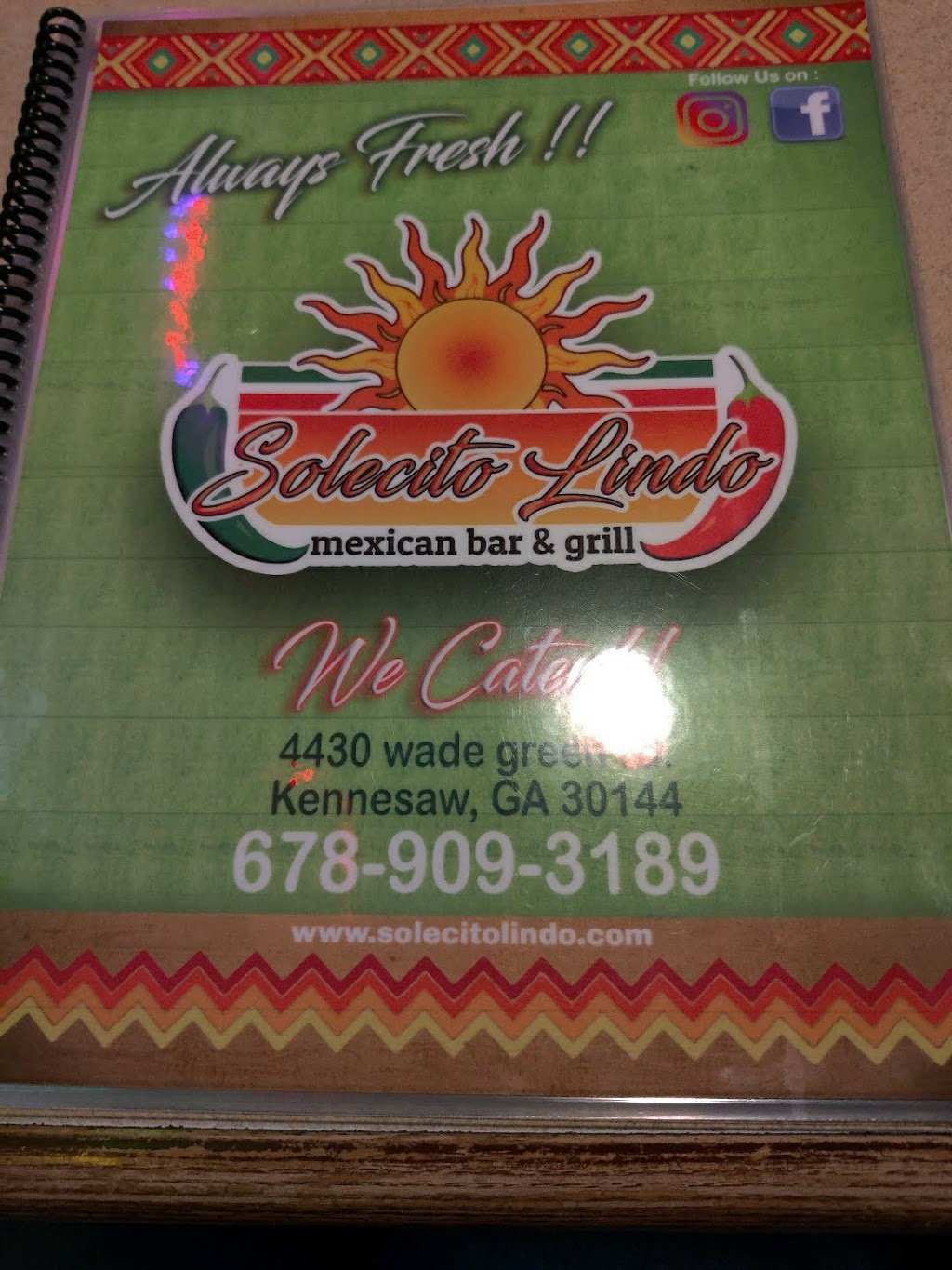 Solecito Lindo Mexican Bar & Grill | 4430 Wade Green Rd #200, Kennesaw, GA 30144, USA | Phone: (678) 909-3189