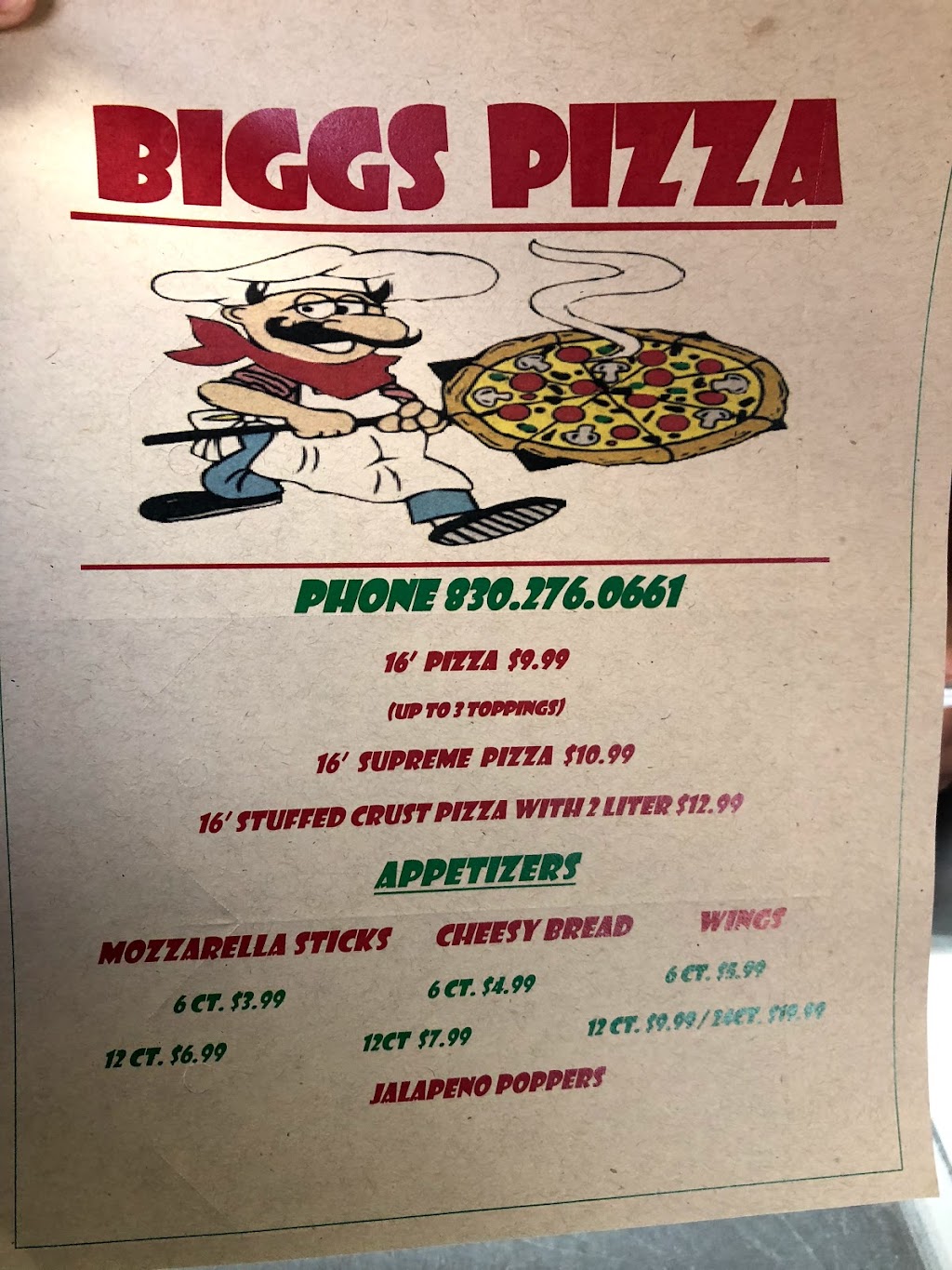 Biggs Pizza | 8755 TX-16 N, Poteet, TX 78065, USA | Phone: (830) 276-0661