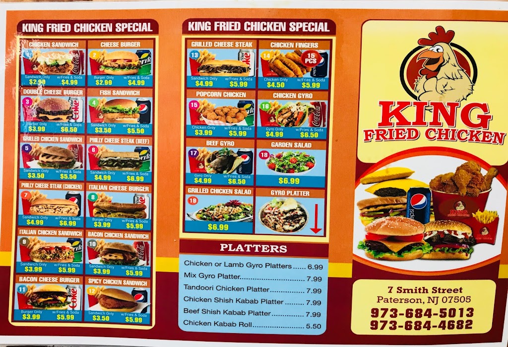 King fried chicken and gyro | 7 Smith St, Paterson, NJ 07505, USA | Phone: (973) 684-5013