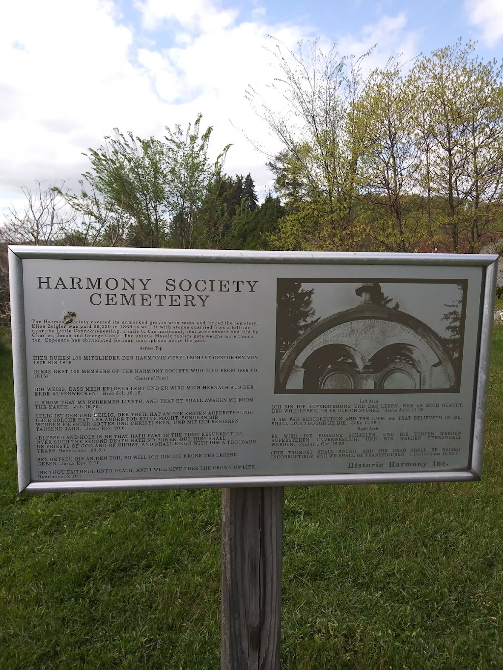 Harmony Cemetery | Edmond St, Zelienople, PA 16063, USA | Phone: (866) 856-8444